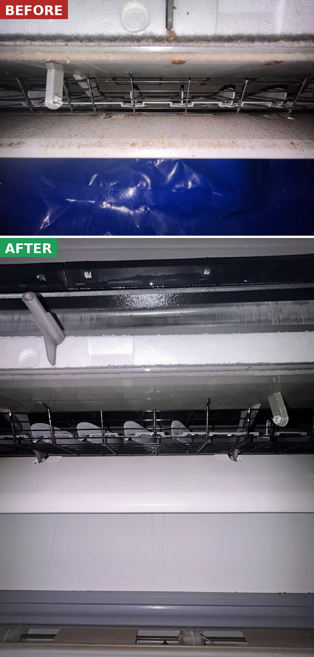 Before & after — chem clean — HR Air, Newcastle & Hunter