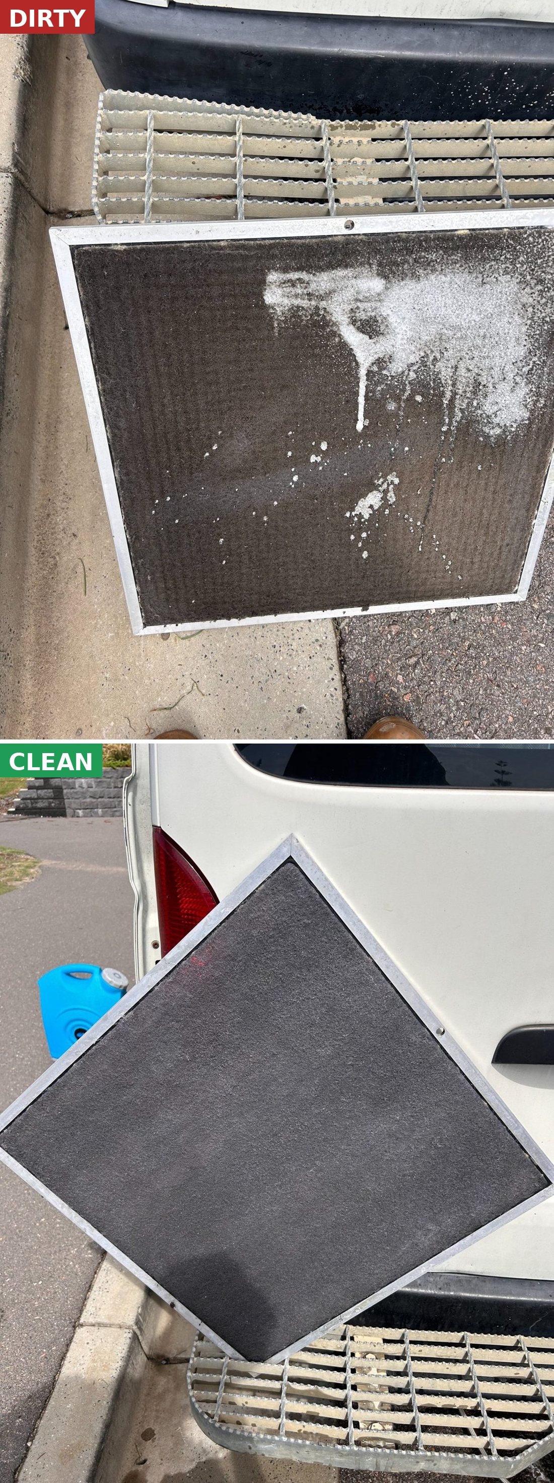 Before & after — filter clean — HR Air, Newcastle & Hunter