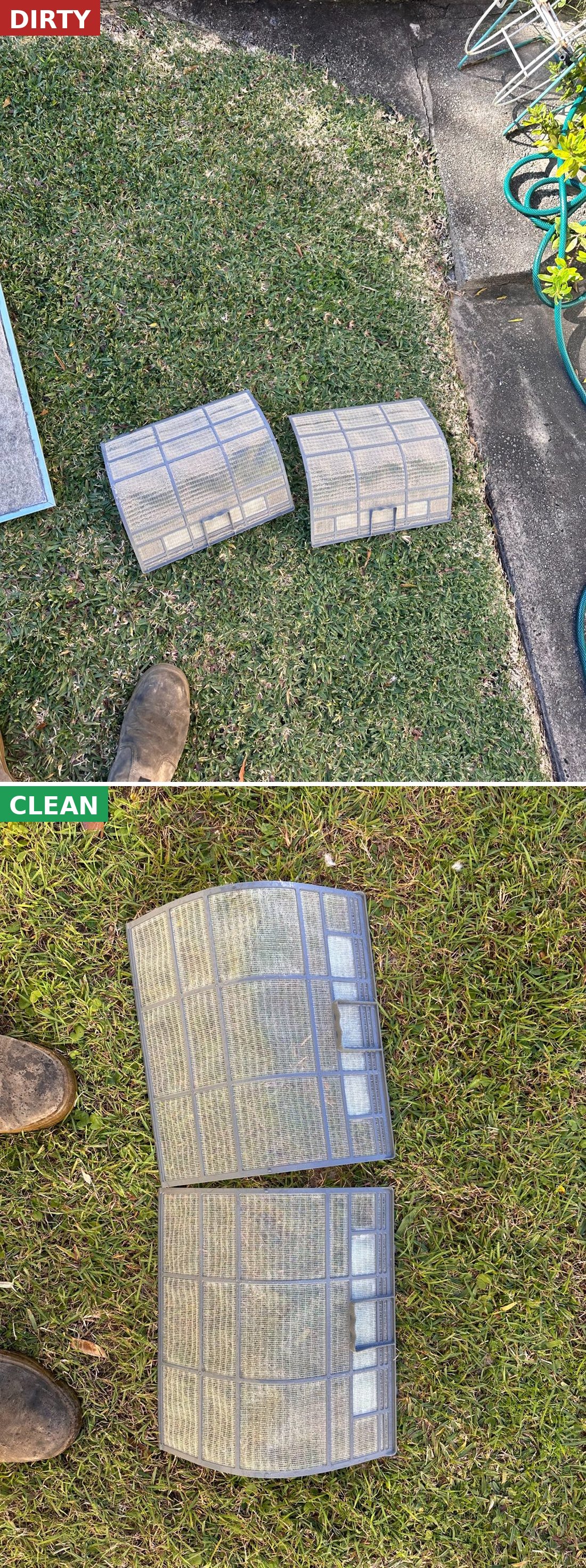 Before & after — filter clean — HR Air, Newcastle & Hunter